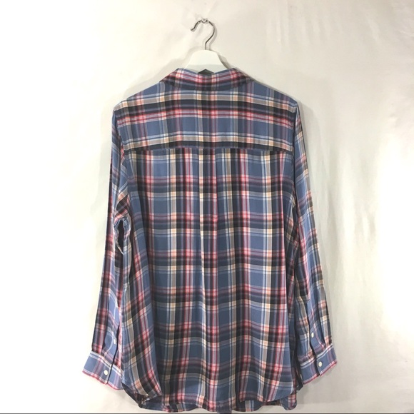 LEVI'S Button Plaid Shirt Boyfriend Fit Plus Blue - Picture 4 of 8